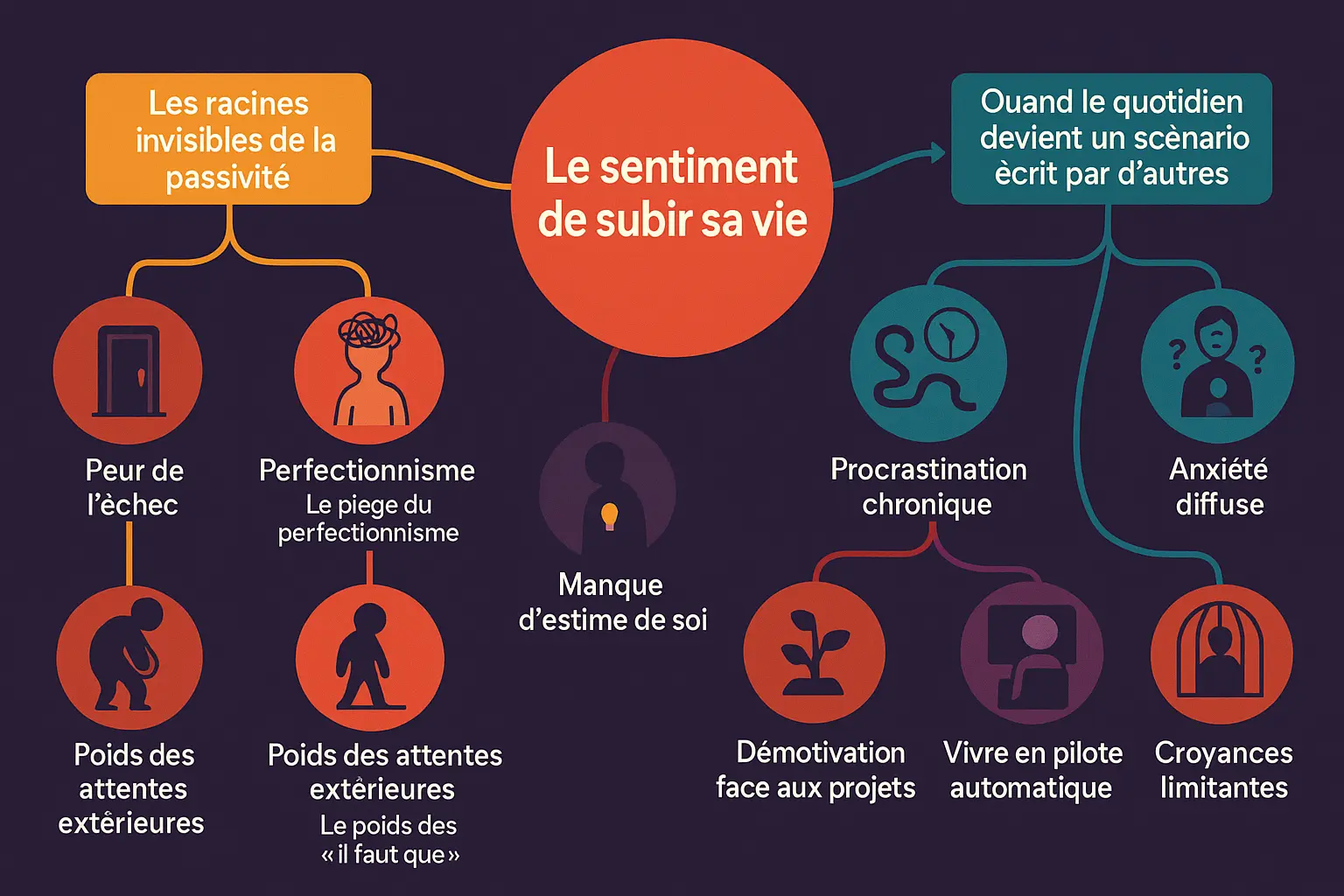 Illustration d'une personne sortant d'un labyrinthe, symbole de l'émancipation personnelle